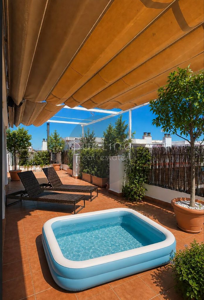 Rental of a bright penthouse with a 100 m² terrace near Amistat metro