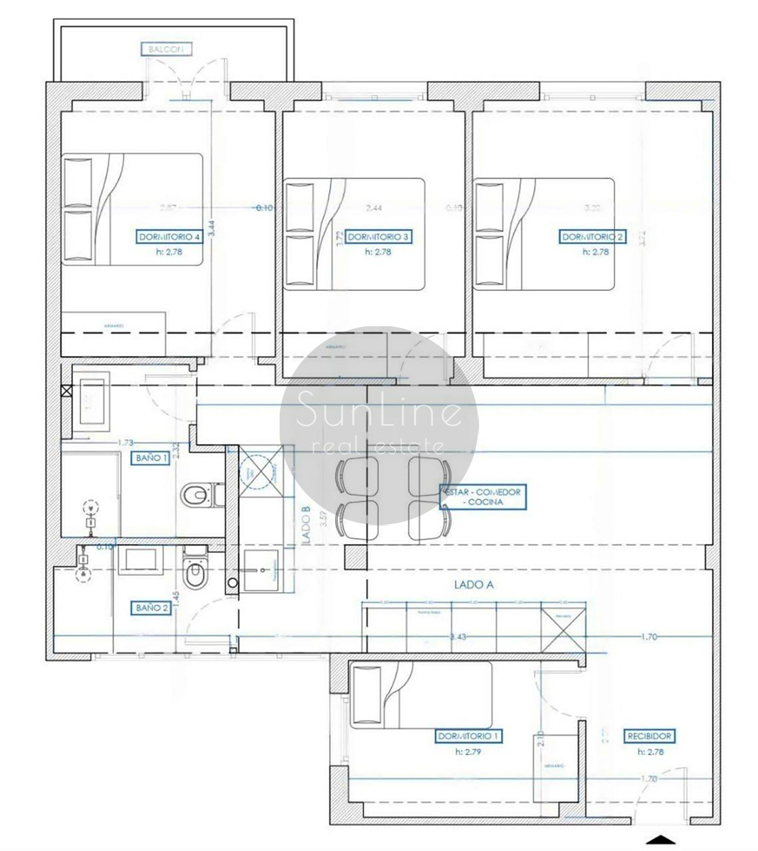 Rent of a furnished 4-bedroom apartment with 2 bathrooms in Aiora