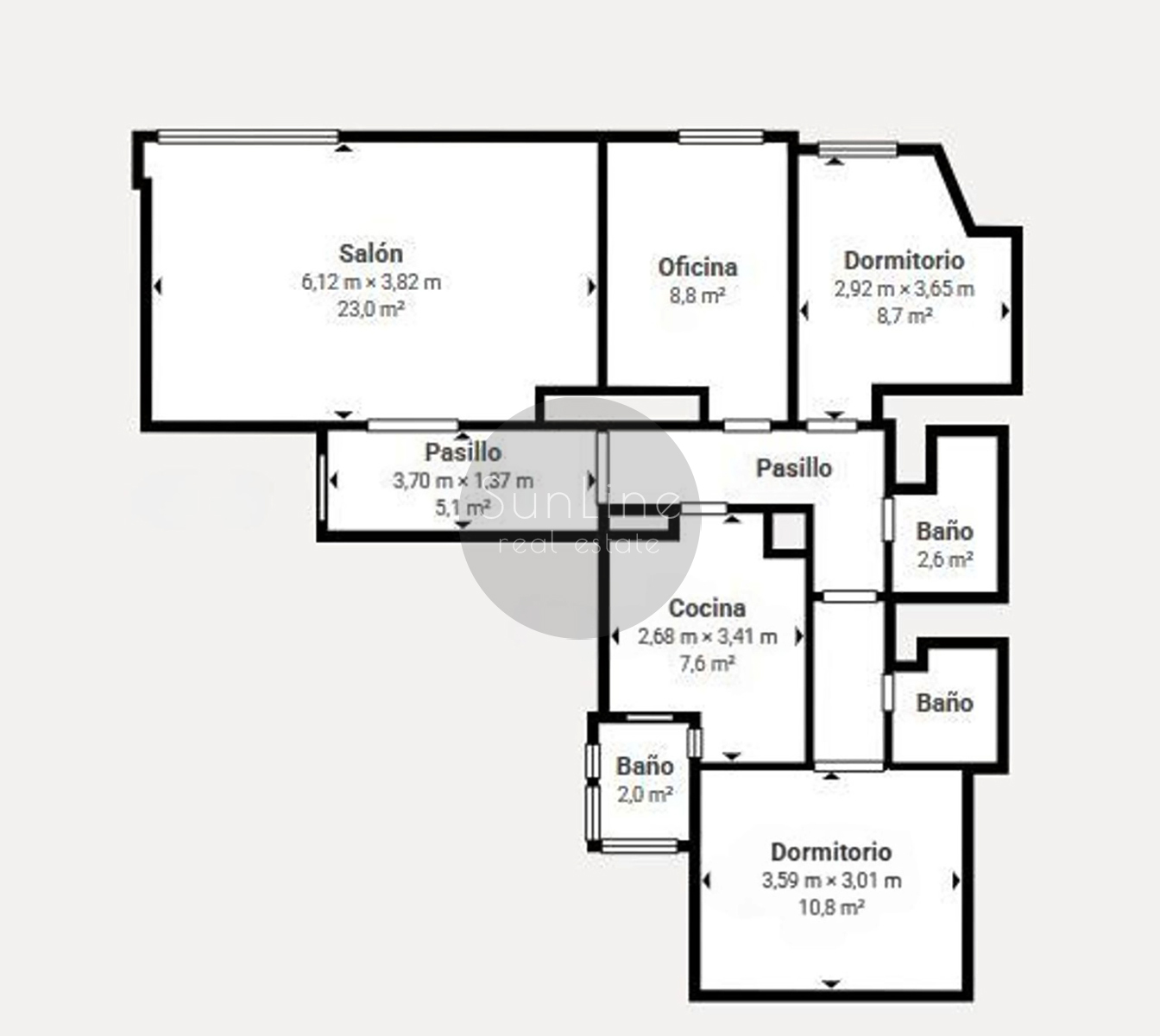 Spacious 109 m² apartment with 3 bedrooms and 2 bathrooms in Valencia